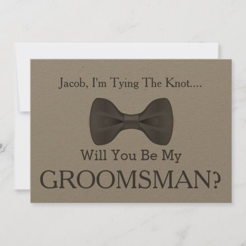 Will You Be my Groomsman with Grey Bow Invitation