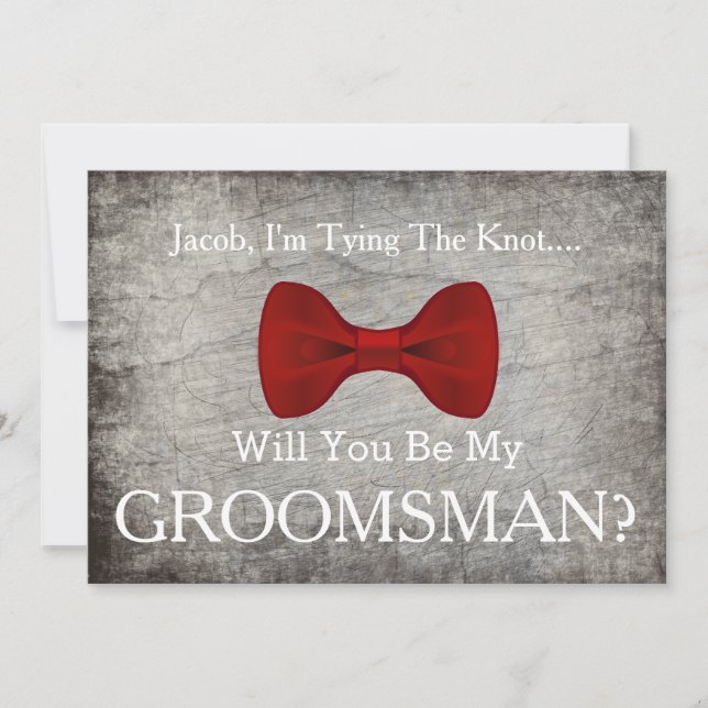 Will You Be my Groomsman with Grey Bow Invitation (Front)