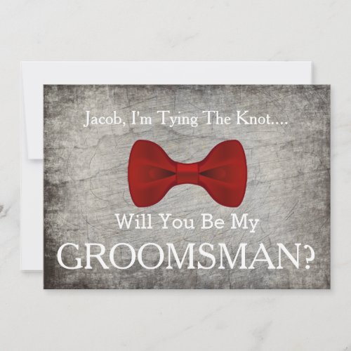 Will You Be my Groomsman with Grey Bow Invitation