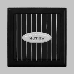 Will You Be My Groomsmen Jewelry Box Stripes