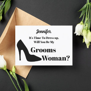will you be my groomswoman modern simple proposal invitation