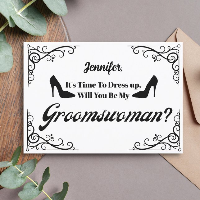 will you be my groomswoman retro script proposal  invitation (Creator Uploaded)