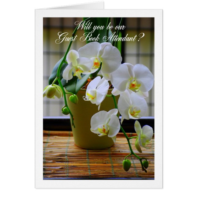 Will You Be My Guest Book Attendant? White Orchids (Front)