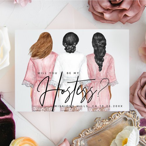 Will You Be My Hostess Girls in Robes card