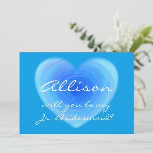Will You Be My Jr. Bridesmaid? Blue Personalized Invitation Zazzle