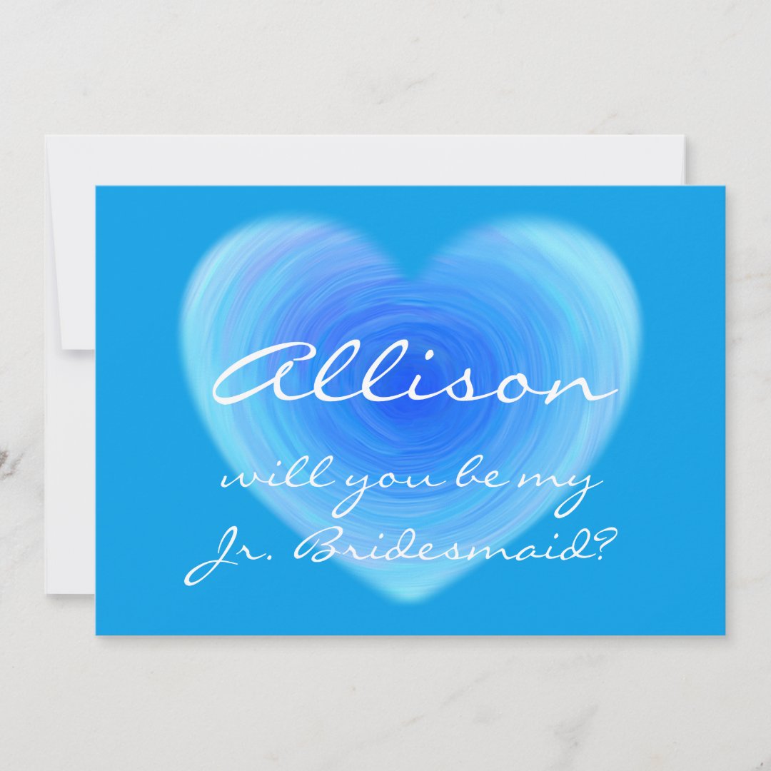 Will You Be My Jr. Bridesmaid? Blue Personalized Invitation Zazzle