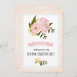 Will you be my Jr. Bridesmaid? Blush Pink Peonies Invitation