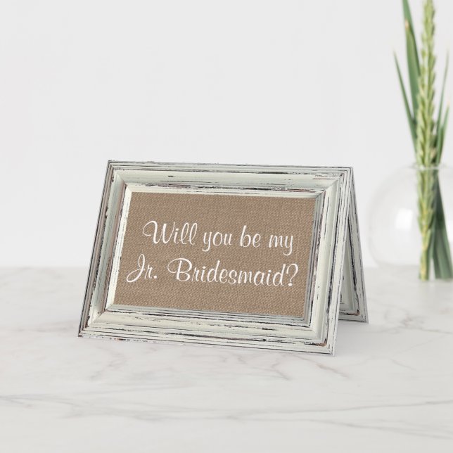 Will You Be My Jr. Bridesmaid? Rustic White Frame Invitation (Front)