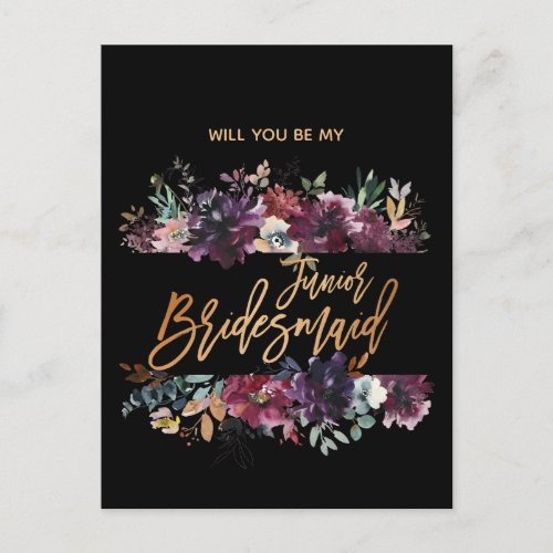 Will You Be My Junior Bridesmaid Burgundy Marsala Invitation Postcard