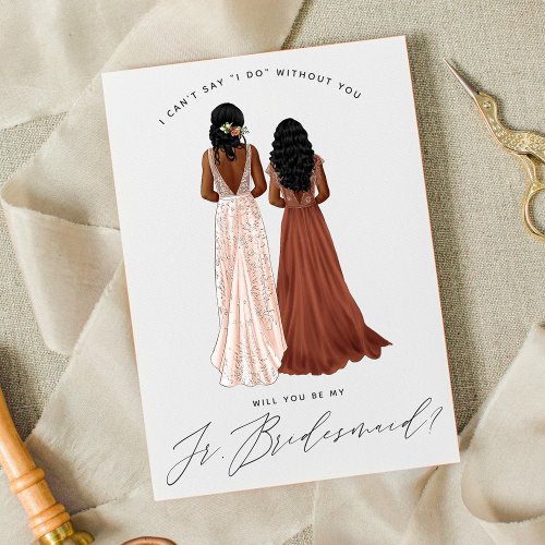 Will You Be My Junior Bridesmaid Girls in Gowns I Invitation