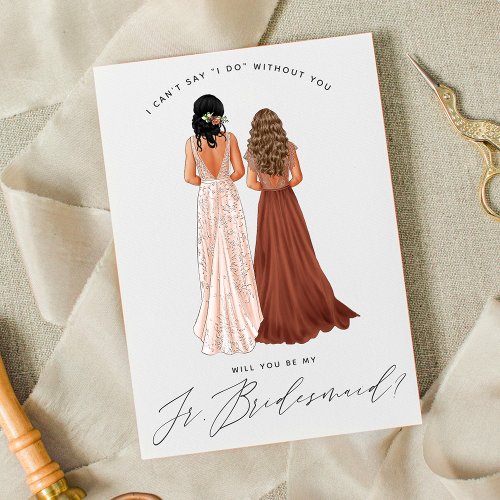 Will You Be My Junior Bridesmaid Girls in Gowns Invitation