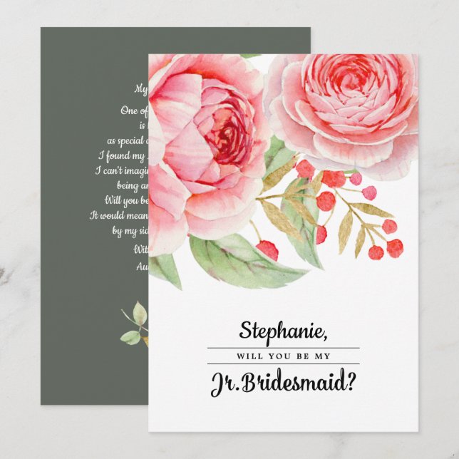 Will you be my Junior Bridesmaid? Invitation Card (Front/Back)