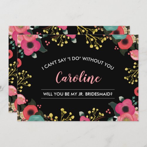 Will you be my Junior Bridesmaid Modern Floral Invitation