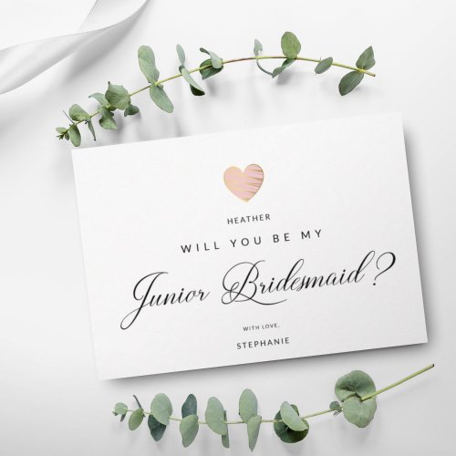 Will You Be My Junior Bridesmaid Pink Heart  Postcard