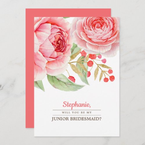 Will you be my Junior Bridesmaid Romantic Roses Invitation