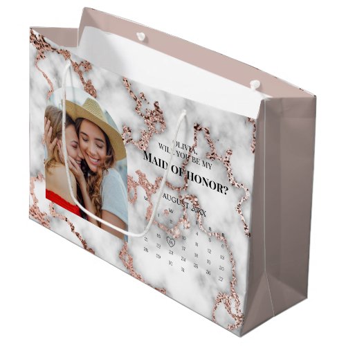 Will You Be My Maid Of Honor  August Proposal Large Gift Bag