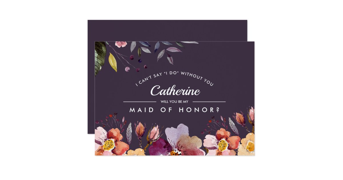 Will You Be My Maid Of Honor Autumn Floral Invite