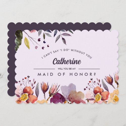 Will you be my Maid of Honor Autumn Flowers Invitation