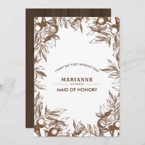Will you be my Maid of Honor Barn Wood Rustic  Invitation