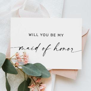 Will You Be My Maid of Honor Black & White Postcard