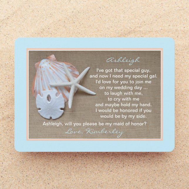 Will You Be My Maid of Honor Blue Beach Theme Invitation (Creator Uploaded)