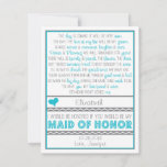 Will You Be My Maid Of Honor? Blue/gray Poem Card at Zazzle
