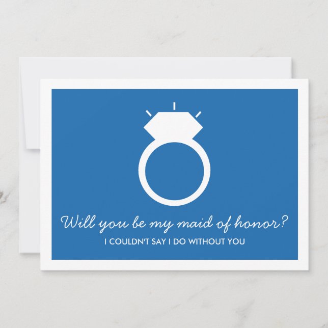 Will You Be My Maid Of Honor? Blue Ring Card (Front)