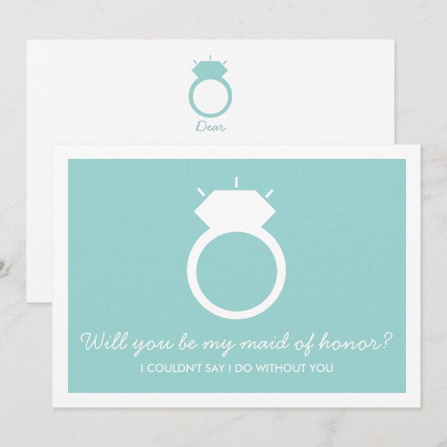 Will You Be My Maid Of Honor? Blue Ring Card (Front/Back)