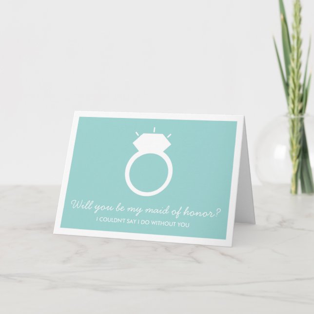 Will You Be My Maid Of Honor? Blue Ring Card (Front)