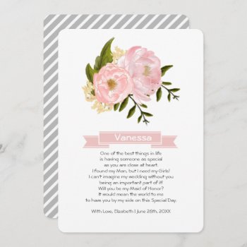 Will You Be My Maid Of Honor? Blush Pink Peonies Invitation by YourWeddingDay at Zazzle