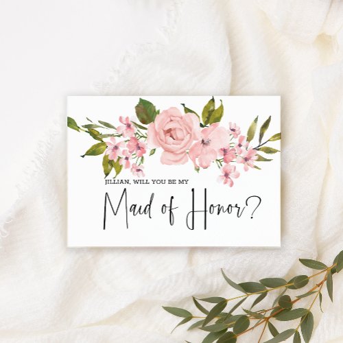 Will You Be My Maid of Honor Blush Pink Roses