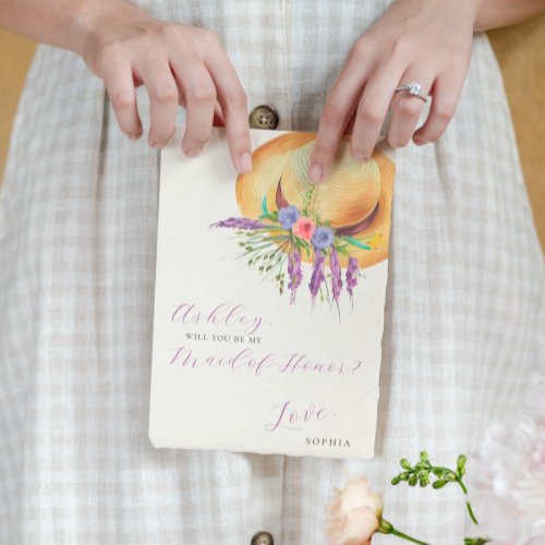 Will you be my maid of honor boho proposal  invitation