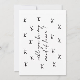 Will you be my Maid of Honor Bridal Party Bow Thank You Card