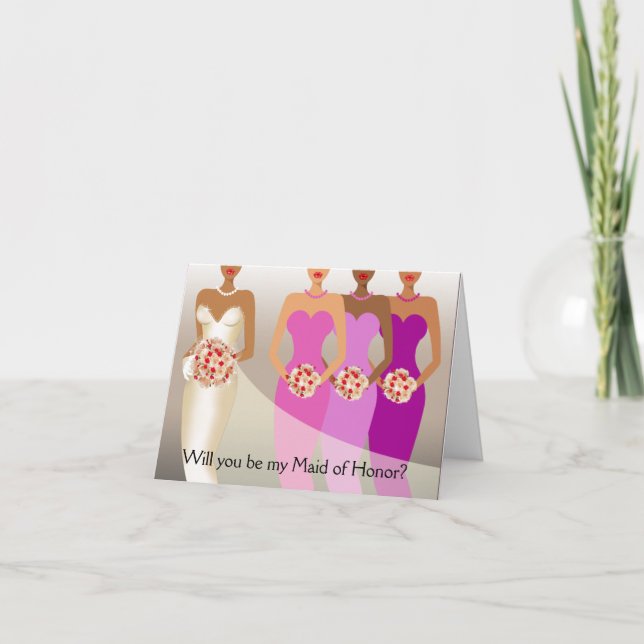 Will you be my Maid of Honor? Bridal Party purple Invitation (Front)