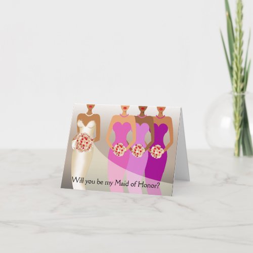 Will you be my Maid of Honor Bridal Party purple Invitation