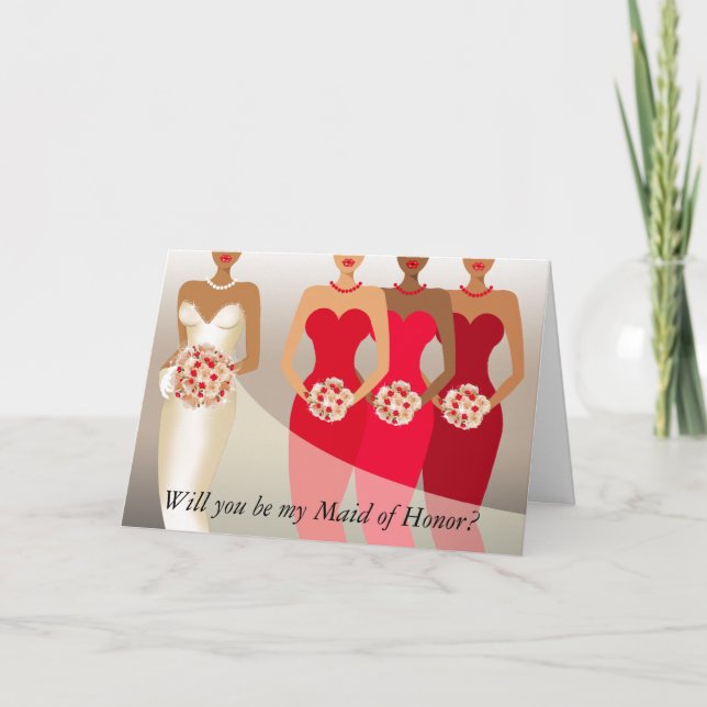 Will you be my Maid of Honor? Bridal Party | red Invitation (Front)