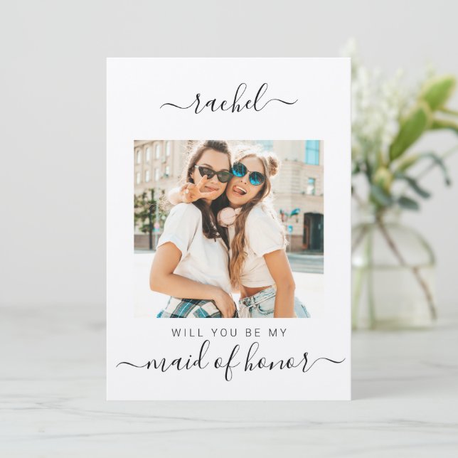Will You Be My Maid of Honor Bride Party Proposal  Card (Standing Front)