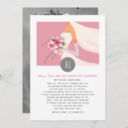 Will you be my Maid of Honor Bride Silhouette Invitation