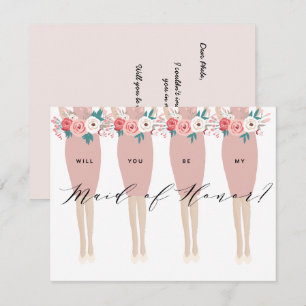 Will You Be My Maid Of Honor? Bridesmaid Card