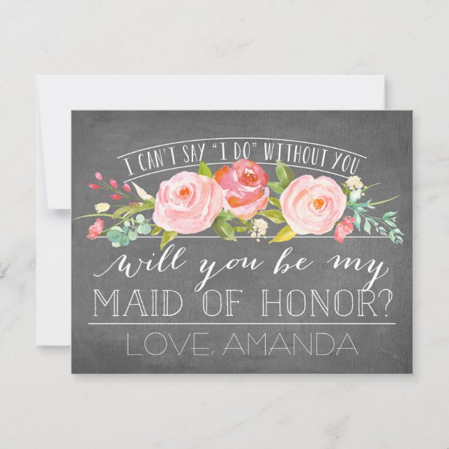 Will You Be My Maid Of Honor | Bridesmaid Invitation (Front)