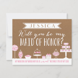 Will You Be My Maid of Honor Bridesmaid Invitation