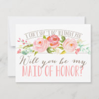 Will You Be My Maid of Honor, Bridesmaid Invitation