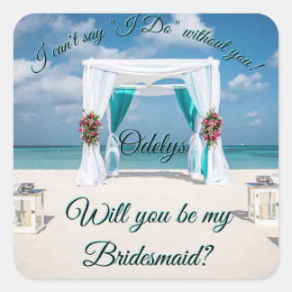 Will you be my Maid of Honor/Bridesmaid Square Sticker
