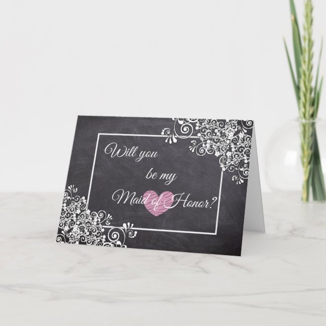 Will you be my Maid of Honor Card Chalkboard Style (Front)