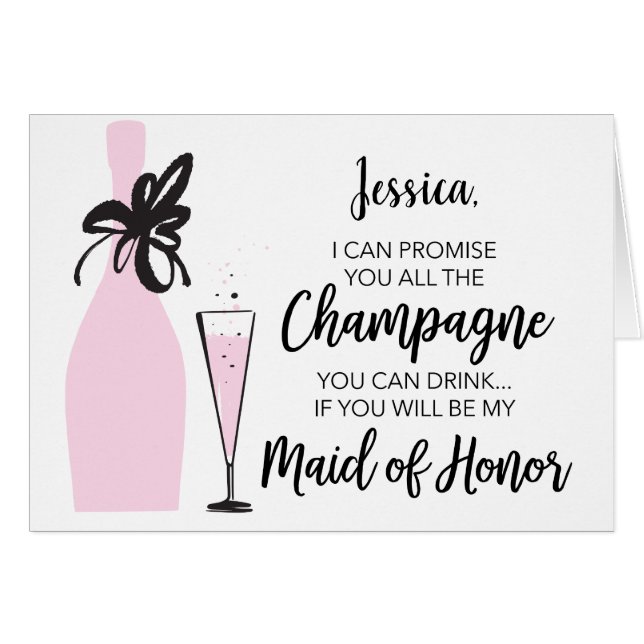 Will You Be My Maid of Honor Card - Champagne (Front Horizontal)