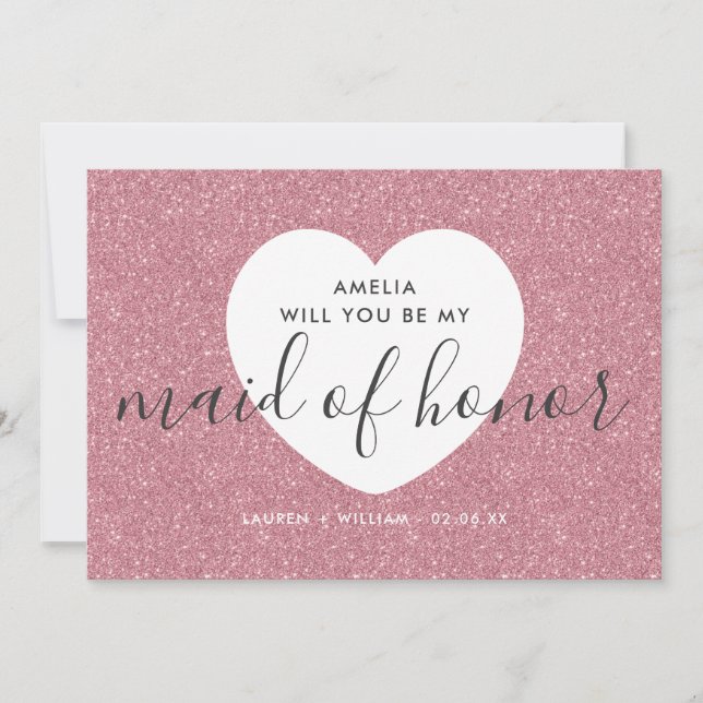 Will You Be My Maid of Honor Card - Glittered (Front)