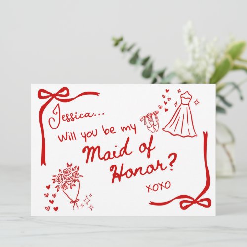 Will you be my Maid of Honor Card Invitation