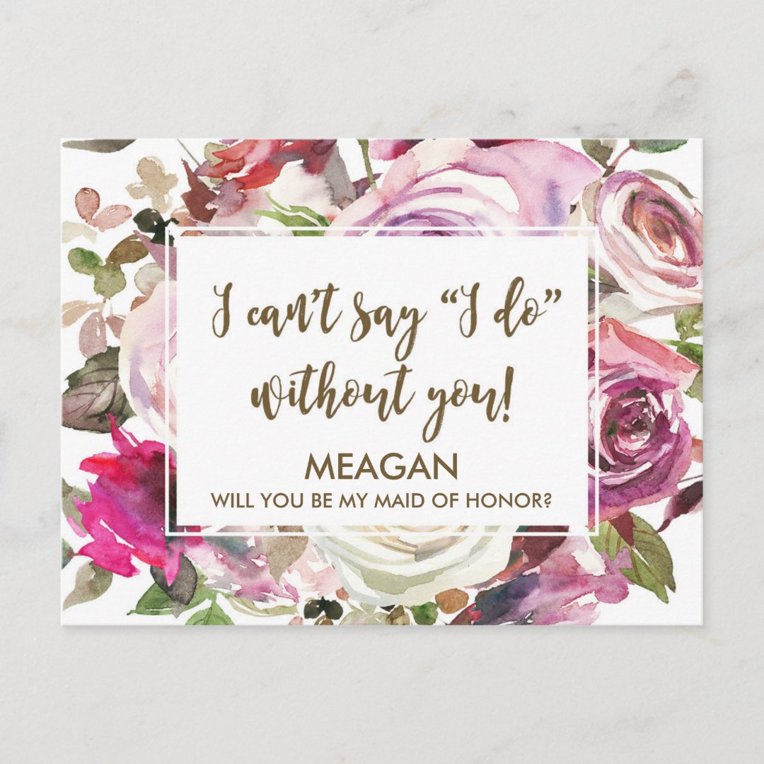 Will You Be My Maid Of Honor Card Personalized 