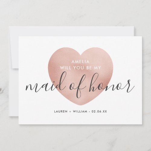 Will You Be My Maid of Honor Card _ Rose Gold