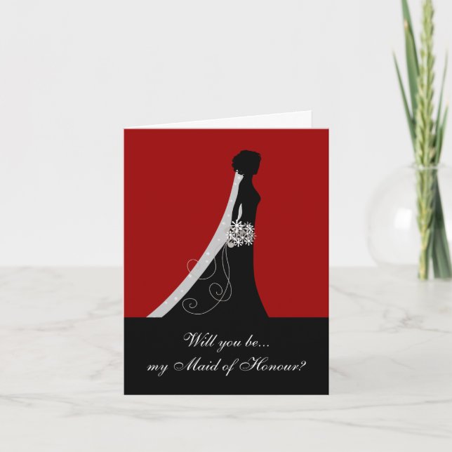 Will You Be My Maid of Honor? Cards Red (Front)